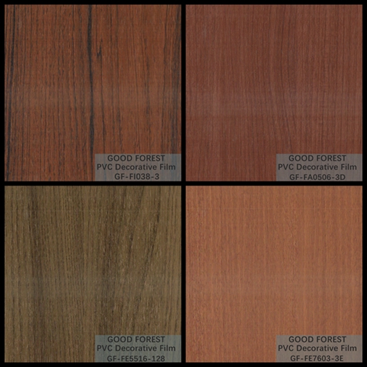 Wardrobes PVC Decorative Film Blistering Wooden Grain Light Brown Color