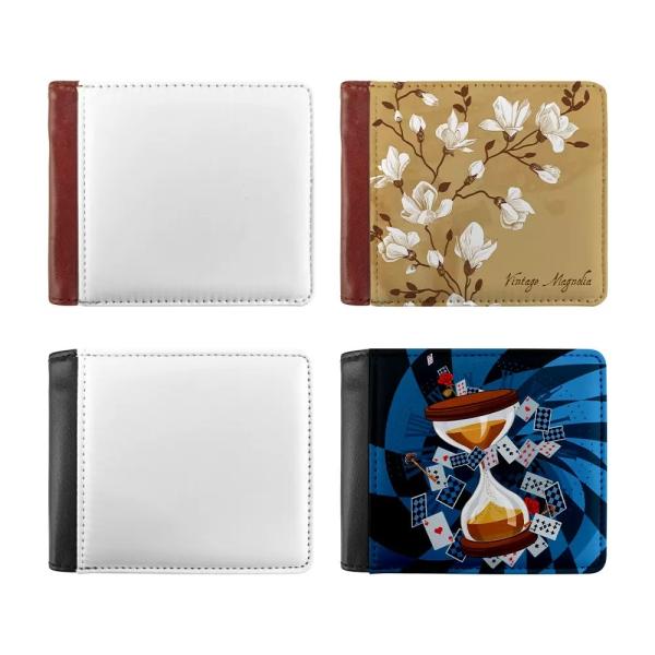 Personalized Mens Bifold Wallet Pu Leather Blank Sublimation Wallets