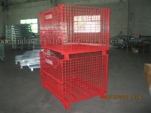  Epoxy Powder Coating Painting Red Wire Mesh Container Heavy Weight 2000lbs Loaded Manufactures