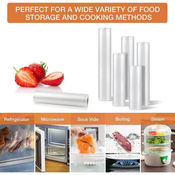 EVOH High Barrier 4mil Vacuum Sealer Embossed Roll Bags 11 Inch For Household