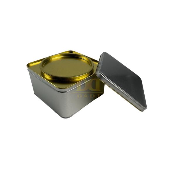 DADI Double Lid Airtight Biscuit Containers Metallic Color Airtight Tea Tin Box