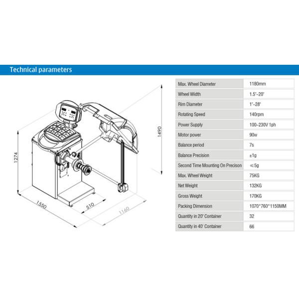 Economical 110v 220v Automatic Wheel Balancing Machine 0.09kw