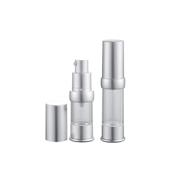 10 / 15 / 20 / 30 ML Airless Cosmetic Bottles , All Silver Aluminum