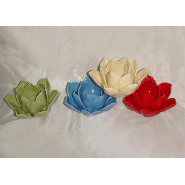 Handmade Ceramic Flower Candle Holder Wax Holder In Solid Colors Porcelain
