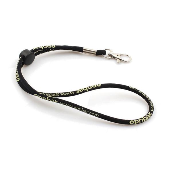 Black Lanyard Neck Strap for ID Card Phones Camera , Custom Cord Straps Rope