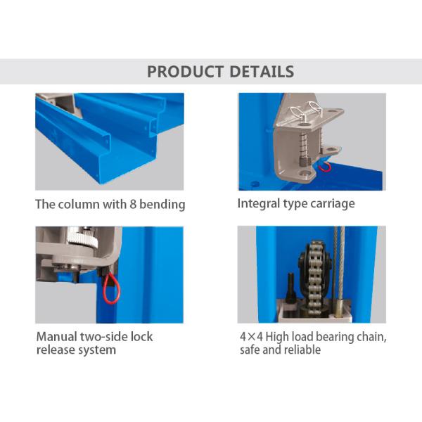 1820mm 4 Ton Car Lifting Machine With Clear Floor 2 Post Automotive Lifts