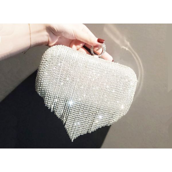 New style evening party bag diamond banquet bag tassel bag diagonal cross bag hand bag female dinner socialite party bag
