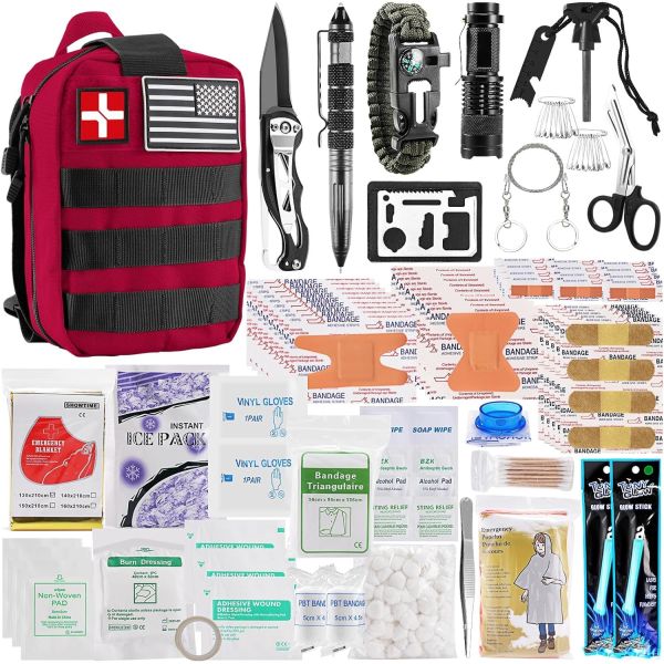 Survival First Aid Kit, Molle Medical Pouch Outdoor Emergency Survival Gear And Equipment For Hiking Camping Hunt