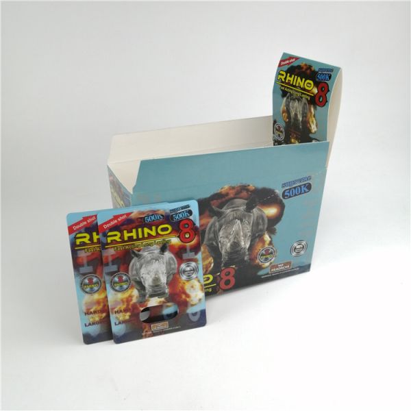 600k 700k Rhino Sex Pill Card Empty Capsule Blister 3d Card Display Box Sex Pill Packaging