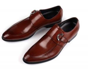  Black / Brown Burnished Leather Shoes , Leather Monk Strap Dress Shoes Manufactures