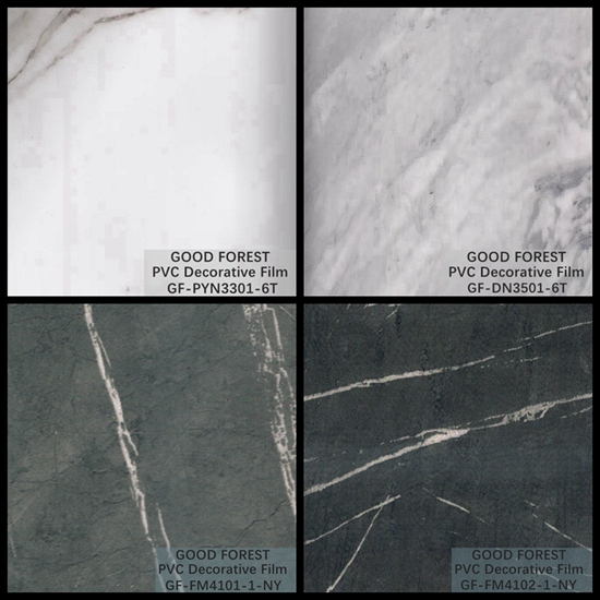 Wardrobes Marble PVC Film Grain With 0.25 - 0.60mm Thickness