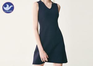 China Nipped Waist Sleeveless Knit Dress , Womens Black Knitted Jumper Dress For Summer on sale