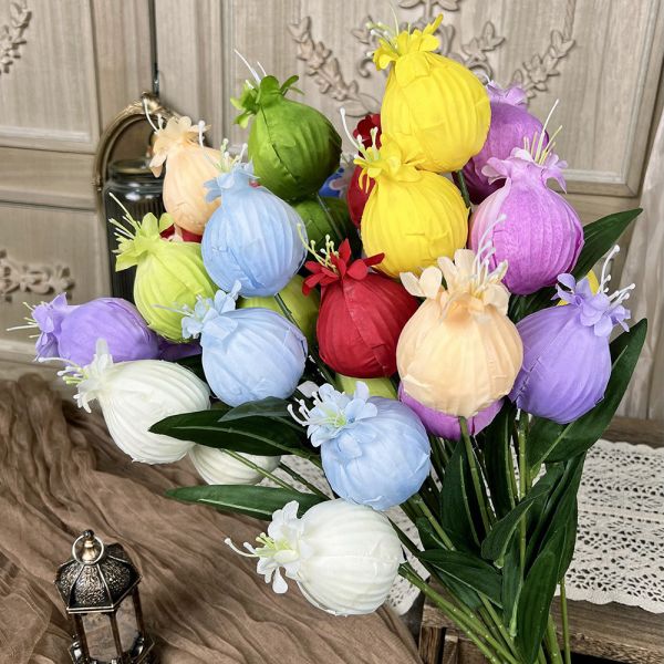 Pomegranate fruit fake flower simulation bouquet handmade flower for wedding use artificial silk flower wedding landscape decoration