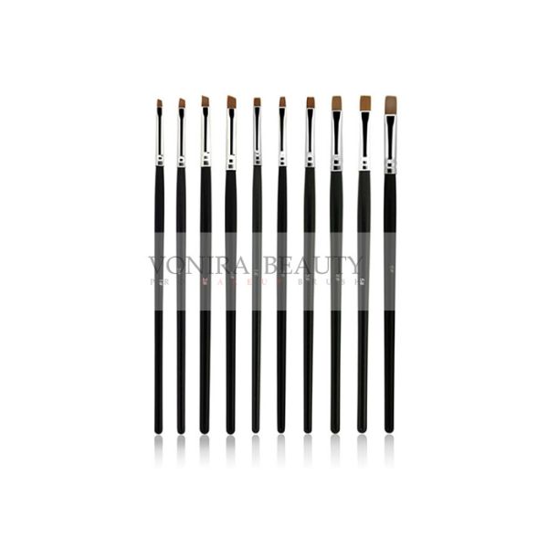 Vegan Taklon Flat Angle Nail Art Paint Brushes Professional Classic Black