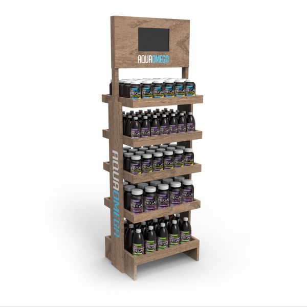 Beverage Bottle Wood Display Stand Beer Display Stand For Grocery Store