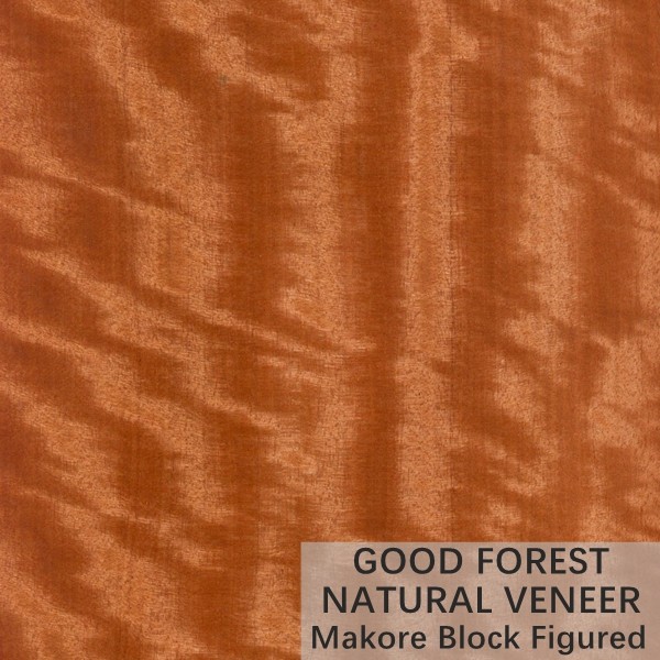 Color Makore Natural Wood Veneer Crown Cut Grain Customized Service