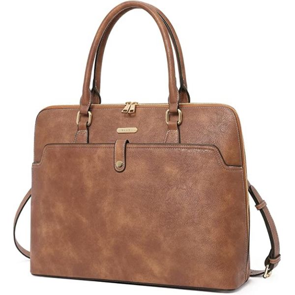 Laptop Slim Cluci Leather Briefcase Oil Wax Leather Bag 15.6 Inch