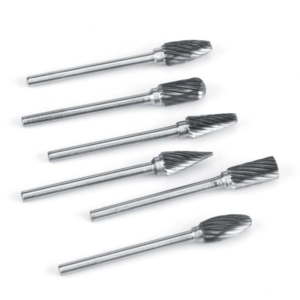 10PCS 1/4 6mm Rotary File Burring Tools Tungsten Carbide Burr Set Professional Grade