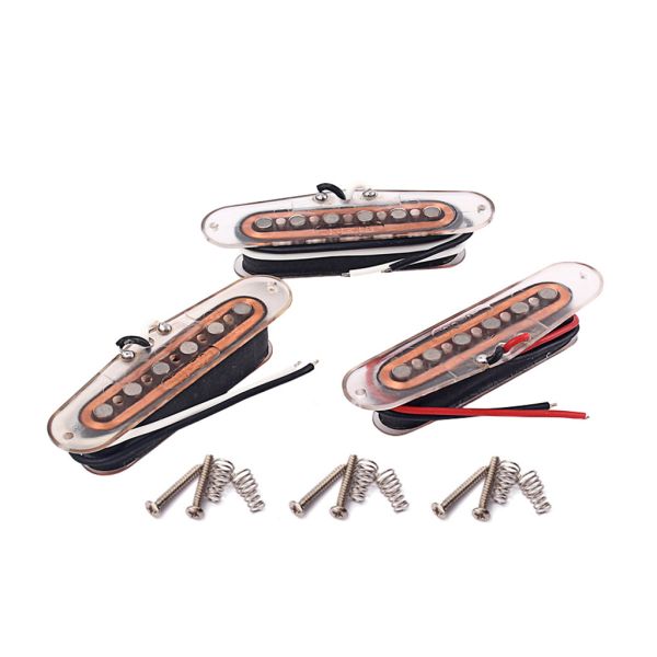 Set Of Single Coil Pickup Set SSS For Fender Strat Style Guitar Copper Color With Transparent Cover