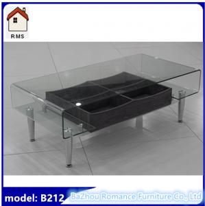 China new hot bending glass coffee table with drawer glass top coffee table C-212 on sale