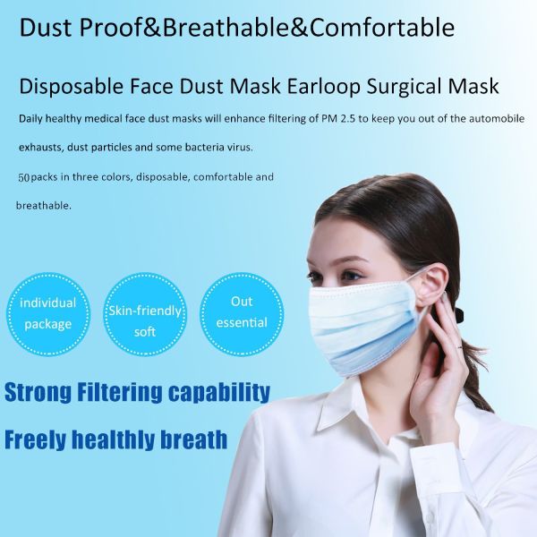 Antibacterial Disposable Earloop Face Mask Green Color OEM ODM Available