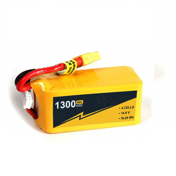 1300mAh 4S Lipo Drone Battery High Rate 14.8V 50C-100c Lipo Battery Compact