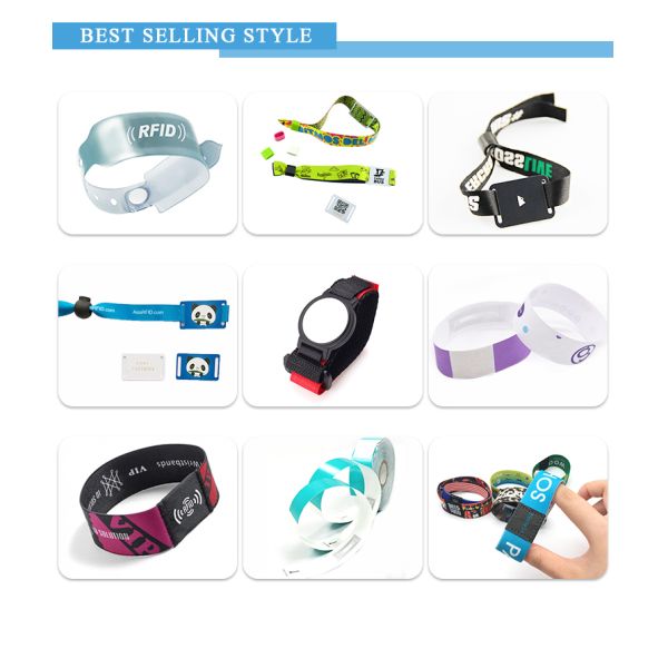 Elastic Fabric RFID NFC Bracelet , Stretch Woven RFID Wristband Reusable 213