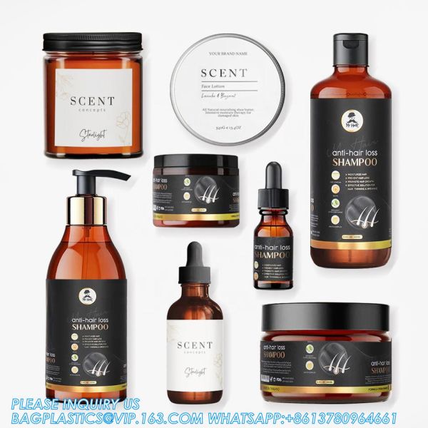 Waterproof Cosmetic Bottle Makeup Product Jar Labels Sticker, Customized Logo Printed Gold Foil Labels For Cosmetic