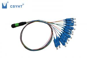  MPO Fiber Optic Patch Cord , 12 Cores Single Mode / Multimode Fiber Patch Cable Manufactures