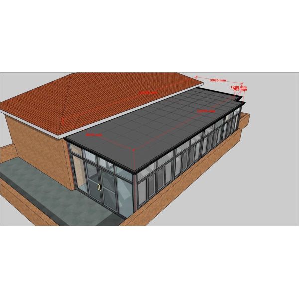 Home Glass Sun Room Easy Installation Rain Resistance Glass Ceiling Sunroom