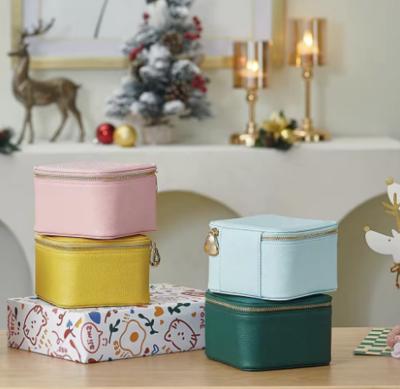 Custom Size Zip Travel Leather Jewelry Boxes Ring Necklace Storage Gift Packaging
