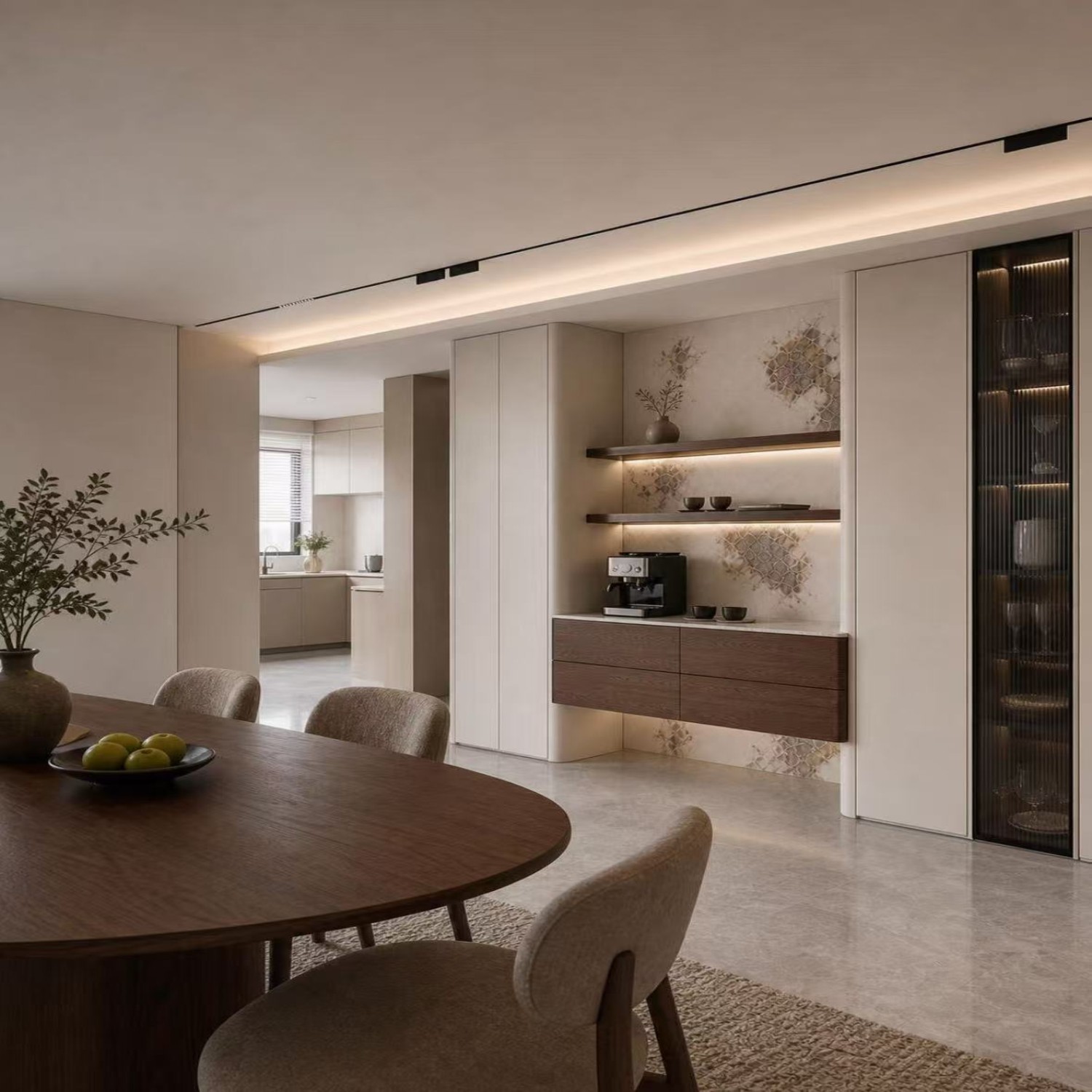 Cream White + Walnut, full‑on premium aesthetic 