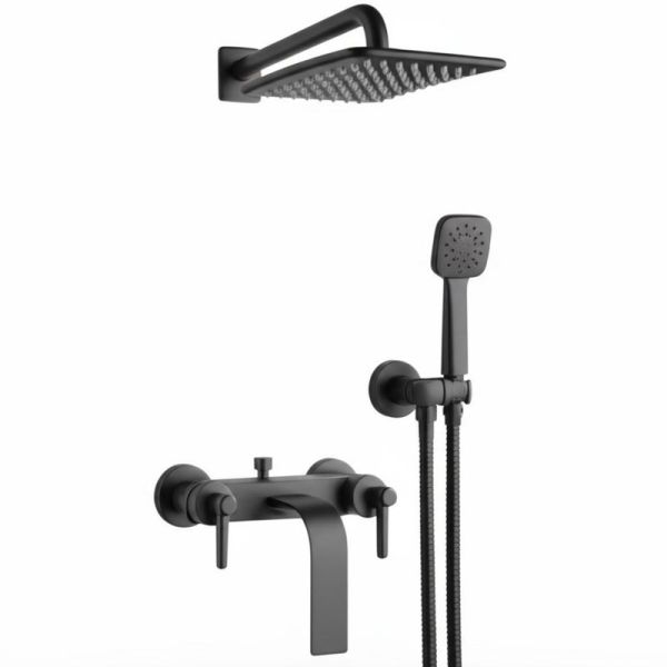 Gunmetal Finish Faucets with Head Shower and Hand Shower Combo Package