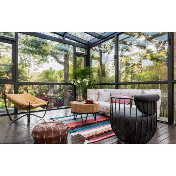 Low E Glass Glass Roof Sunroom Powder coating / Anodized / Electrophoresis Winter Sunroom