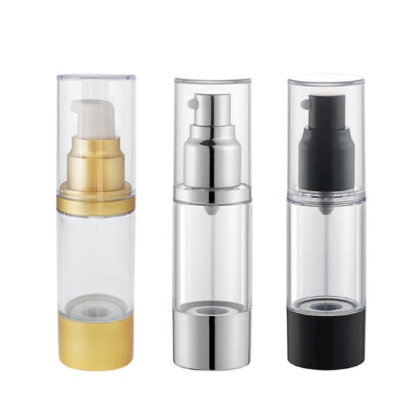 empty clear Gold Airless Pump Bottle for skincare packaging