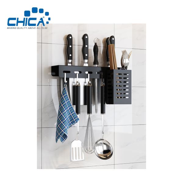 Black Color Kitchen Rack  Single Kitchen Accessories Storage Wall-hanging Knife Rest