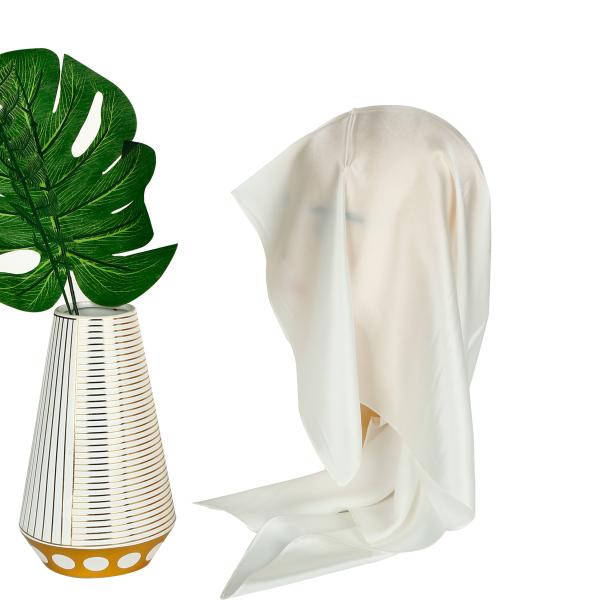 White 21x21'' Square Pure Mulberry Silk Scarf For Gifts All Season Use