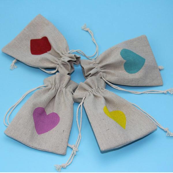 Christmas Birthday Jewellery Linen Drawstring Gift Bags