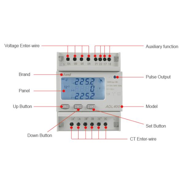 KWh Class 0.5 Three Phase Din Rail Energy Meter ADL400