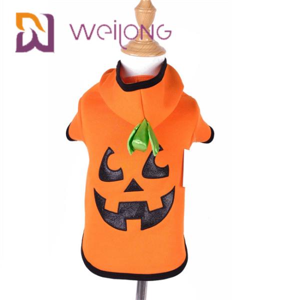 Autumn Embroidery Face Halloween Pumpkin Dog Hoodie Cat Dog Clothes