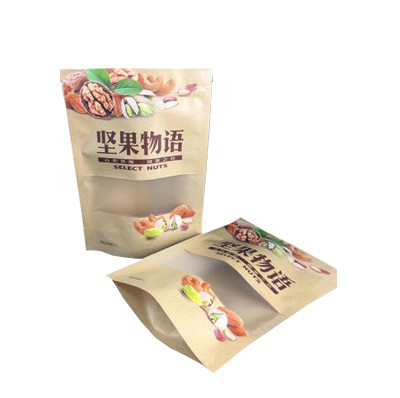 Factory price brown kraft paper coffee tea printed packaging bags with window