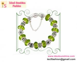 China Fashion sterling Silver green beads bracelet with European charm beads bracelet on sale