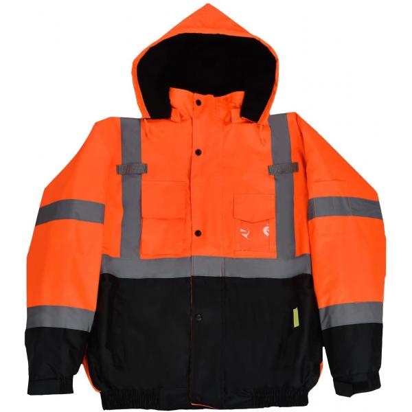 ANSI EN20471 Hi Vis Waterproof Jacket Wet Weather Gear 300D Oxford