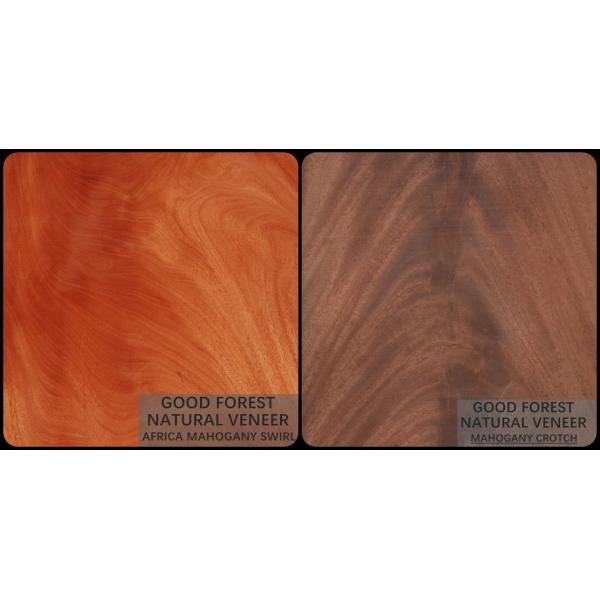 Hardly Mahogany Natural Wood Veneer Customized Crown Cut Grain