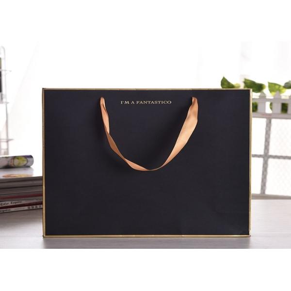 Luxury gift kraftpaper bag with silk ribbon handle