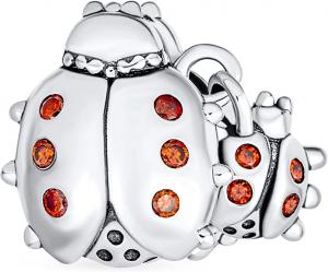  Insect Garden Mother Baby Ladybugs Red CZ Dangle Charm Beads Good Luck Manufactures