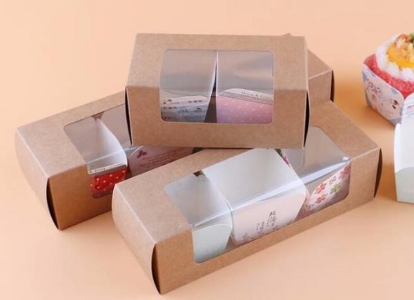 Kraft paper clear window biscuit / cookie / cake box,custom made fancy Luxury cardboard Coated paper cake box wholesale