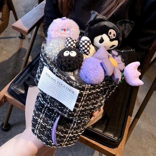 Halloween Gift Doll Bouquet Kuromi Finished Plush Doll Pumpkin Head Cartoon Bouquet Birthday Gift for Girlfriend