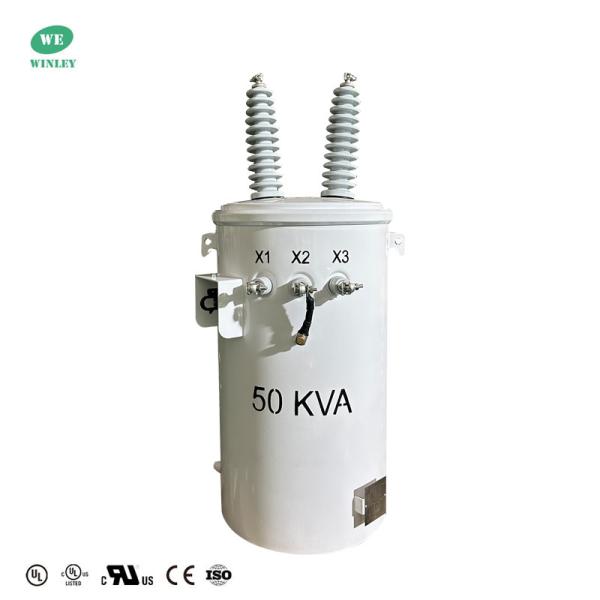 50 KVA Overhead Distribution Transformer Pole Mounted 24940V To 120V DOE 2016 Efficiency UL/cUL Certified