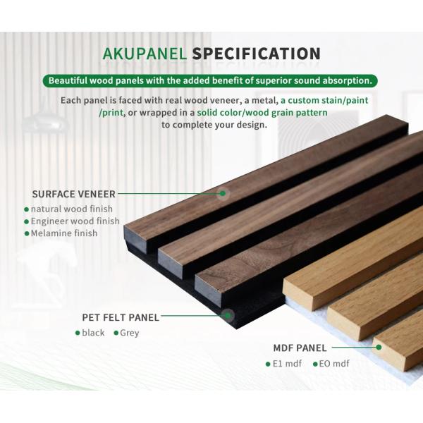 Decorative Wood Slat PET Acoustic Panel For The Wall Covering
